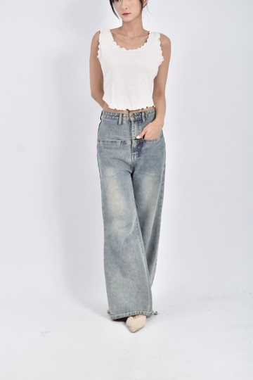 (S) 質感 bra top棉質波浪邊白色上衣