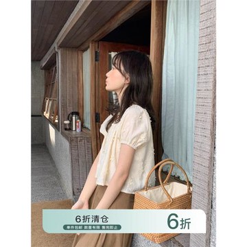 你好卡農大圓領肌理寬松別致花朵