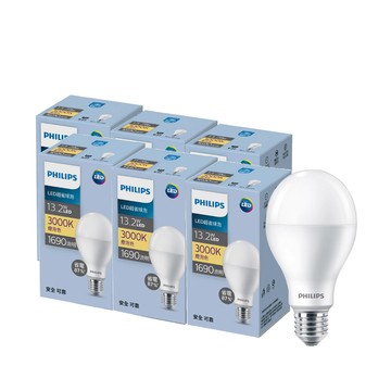 PHILIPS 13.2W LED超省電燈泡 3000K 6入(PL24N)