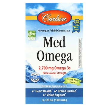 Carlson, Med Omega,，檸檬酸橙味，2,700 毫克，3.3 液量盎司（100 毫升）