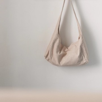 一塊流浪砂 棉麻斜背包袱