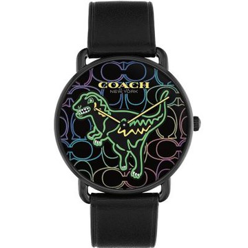 COACH 官方授權 Elliot 時尚黑殼派對夜光恐龍CC面手錶(CO14602732)41mm