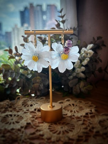 快樂daisy真花耳環