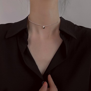 925純銀幸運項鏈女簡約ins性冷淡風鎖骨鏈年新款氣質短款頸鏈