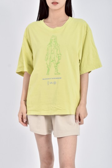 (S) uniqlo棉質純棉寬鬆 Billie Eilish綠色短袖上衣