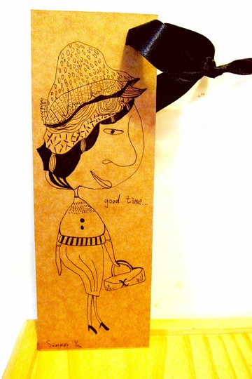 大頭症女孩日常萬用書籤-漢堡女士