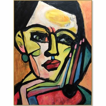 大型壓克力抽像人物面孔布面油畫具象現代原創藝術