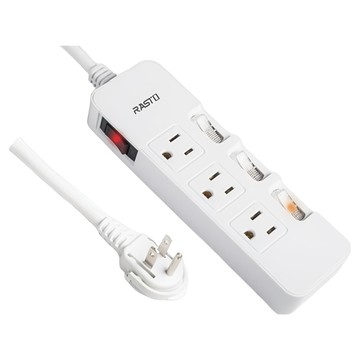 RASTO FE4 四開三插三孔延長線 白色  1.8m  1條