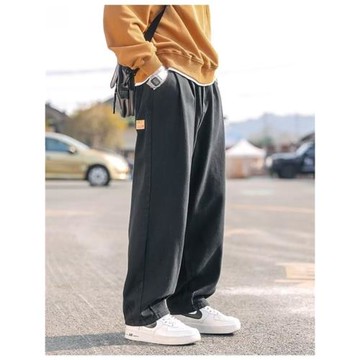 日系潮牌純棉工裝褲男春夏季薄款痞帥休閑寬松復古直筒闊腿長褲子