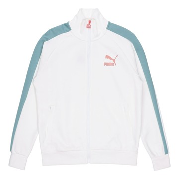 PUMA Iconic Running Sports Training Colorblock Stand Collar Jacket White