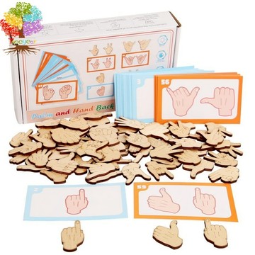 【樹年】幼兒園蒙氏益智配對手勢拼圖教具玩具跨境兒童桌面積木配對拼圖