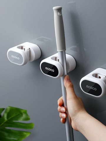 拖把掛鉤掛架免打孔壁掛衛生間拖布收納架粘膠強力固定卡扣掃把夾