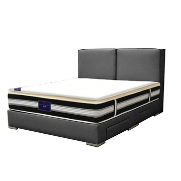 IHouse-厚Q豆腐 雙人5尺(貓抓皮床頭片+收納抽屜底+五星床墊)-房間三件組/床組煙霧灰#627-22