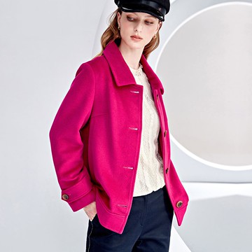 ILEY伊蕾 厚磅保暖羊毛夾克外套(桃色；M-XL)1234014624