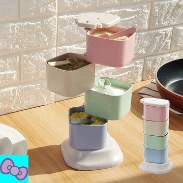 調味盒 調料罐 調味料罐 廚房立式旋轉調料盒套裝 小麥秸稈調味盒 味精調料罐 調味罐 立式調味盒 旋轉調味盒 調味罐轉盤