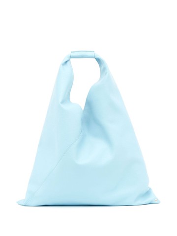 MM6 Maison Margiela - Triangle flat-handle tote - women - Calf Leather/Cotton - One Size - Blue