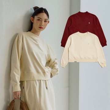 【ERSS】女裝 長袖 上衣 休閒 半高領 軟綿長T 米白 藏紅【 K60373】