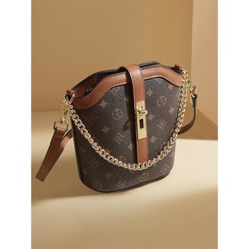 (免運)老人頭輕奢品牌超火斜挎水桶包女式2025新款單肩鏈條老花手提包女