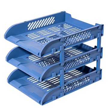 deLi 得力 三層公文架 E9213  3層  藍色