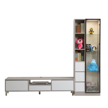 直人木業-MELODY現代風展示電視櫃組248公分(鋁框長門68公分+電視櫃180公分)(三抽置左)