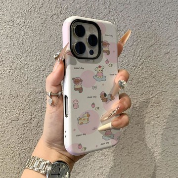 波點動物蘋果17promax手機殼iPhone16pro卡通菲林二合一保護套15pro女13可愛14新