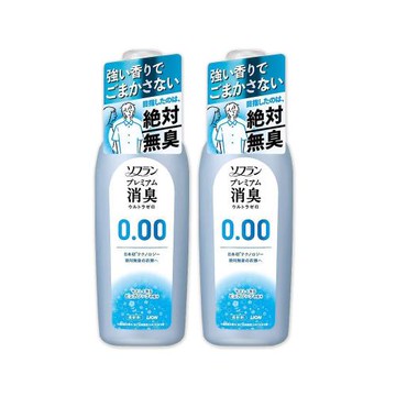 (2瓶超值組)日本LION獅王-SOFLAN次世代0.00消臭衣物柔軟精530ml/灰瓶-純皂香(室內晾曬防靜電柔軟劑,運動汗味除臭洗衣劑)