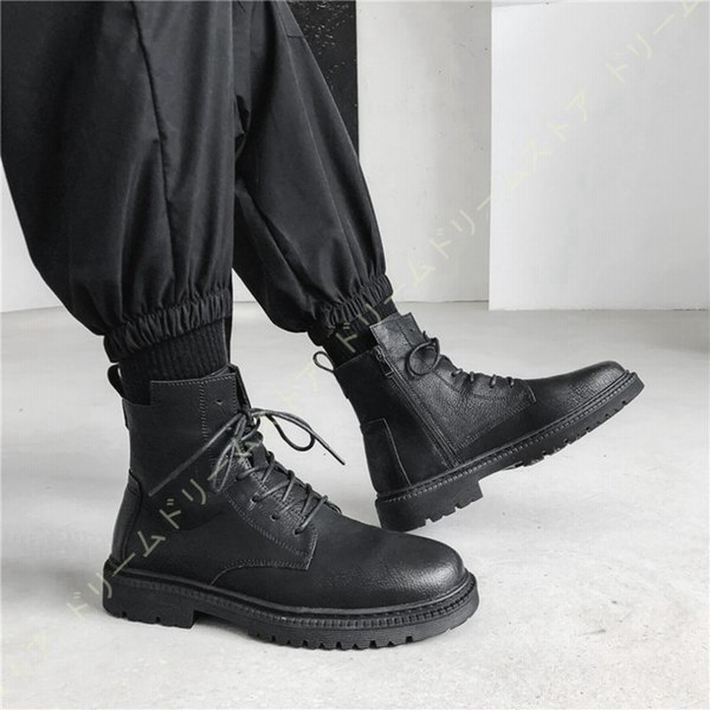 レースアップ メンズ ショートブーツ 革靴 紳士靴 メンズブーツ サイドジッパー 編み上げ ハイカット 黒 ワークブーツ 防水 防滑 衝撃吸収 エンジニアブーツ 通販 Lineポイント最大0 5 Get Lineショッピング