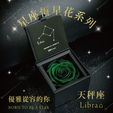 快速出貨🚀沉穩堅韌的你【CNFlower】星座恆星花 升級版2.0-天秤座(Persian Green)永生花 生日快樂 升級皮革外盒質感送禮更加分