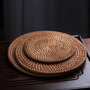 手工編織越南藤編杯墊茶具藤木養壺墊 越南老藤編杯墊
