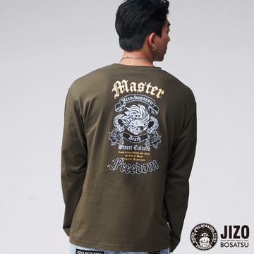 【新年爆殺價↘$988】美式骷髏玫瑰長TEE(橄欖綠) - BLUE WAY 地藏小王