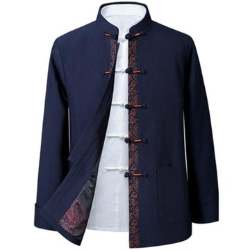 秋冬新款中國風男裝漢服中老年人唐裝男加厚爸爸秋冬爺爺外套夾克