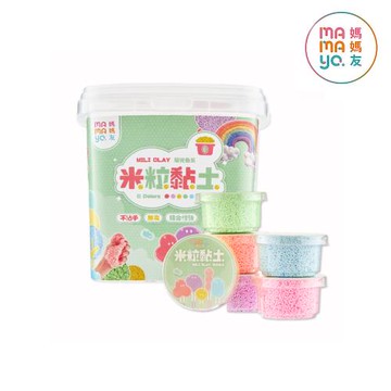 mamayo 無毒米粒黏土螢光六色桶(台灣製/附教學說明書)