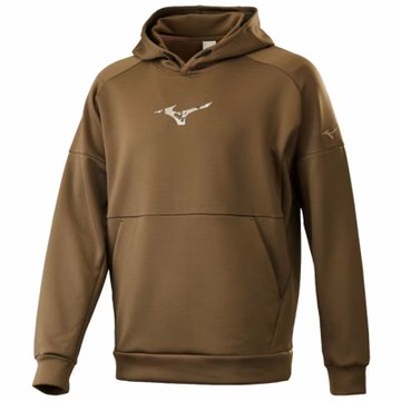MIZUNO 美津濃 長袖上衣 男 帽T 抗紫外線 深棕 32TAC53758