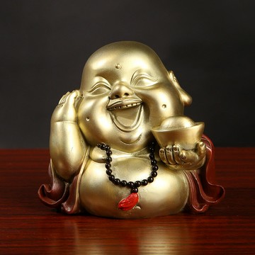 禪意閣 純銅彌勒佛笑佛車載擺件裝飾品送禮開業禪意桌面家居擺設