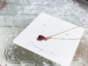 石榴石 水滴 粉碧璽14kgf項鍊