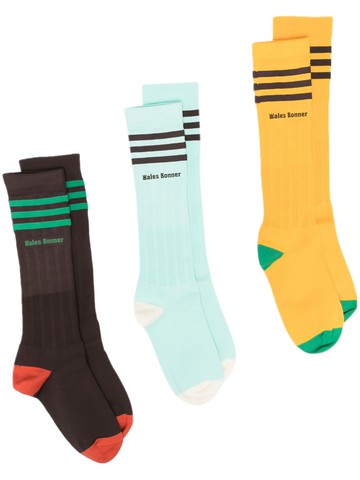 adidas - x Wales Bonner set-of-three crochet-knit socks - unisex - Recycled Polyamide/Recycled Polyester/Spandex/Elastane - S - Green