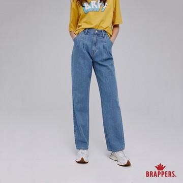 BRAPPERS 女款 Boy friend系列-高腰全棉直筒褲-淺藍