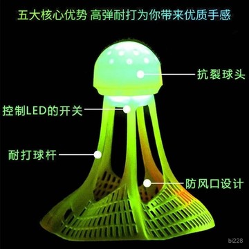 ⚡精選好貨⚡ 夜光羽毛球子塑料防風耐打室戶外訓練尼龍夜間熒光燈帶髮光羽毛球0901 JSGX