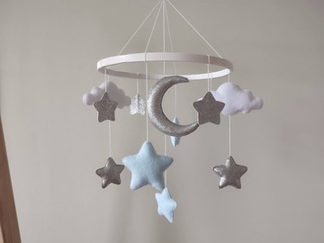 嬰兒吊飾 月亮與星星 嬰兒房裝飾 搖鈴 嬰兒禮物