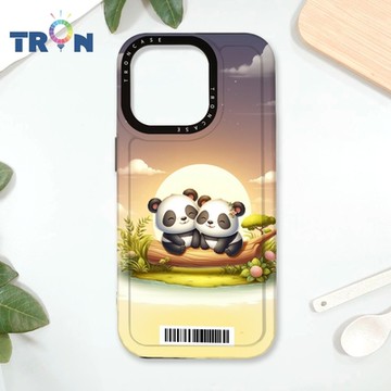 TRON IPhone 16 Pro 可愛萌熊貓 防摔太空載具殼 透黑 軟硬 手機殼
