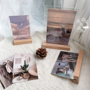 現貨🔺壓克力名片座 /壓克力+木質底座/ 直角T型廣告展示架 木質立牌 價格牌 菜單架 DM目錄架 告示牌 價格表 桌牌