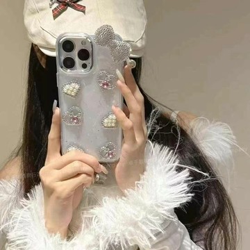 輕奢高級 水鑽愛心 帶手鏈 適用 蘋果 iPhone 17 16 15 14 13 12 11 Pro max 手機殼