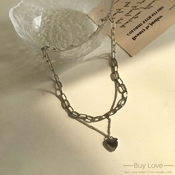 【買到戀愛】隔日到貨 Y2K 鎖骨鍊韓版雙鍊愛心吊墜項鍊 短項鍊【I1753】