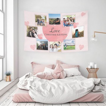 【情侶禮物】【送家人】照片定製掛布-八格名字客製化