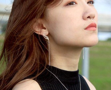 花蕾系列 - 花蕾長鏈 - 925純銀手作耳環