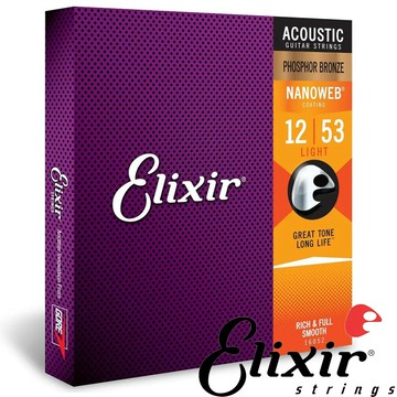 非凡樂器『Elixir』12-53 薄膜NANOWEB 磷青銅民謠木吉他弦  / 公司貨供應中????