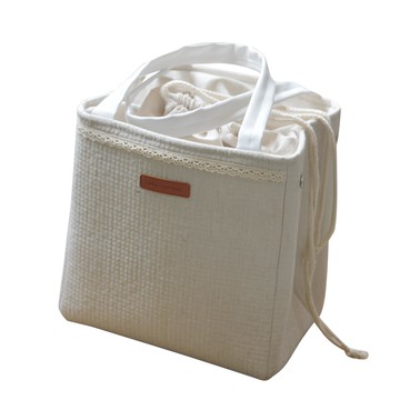 Aryko 亞麻製保溫袋 手提保溫保冷袋  奶油色  22 x 16 x 24cm  1入