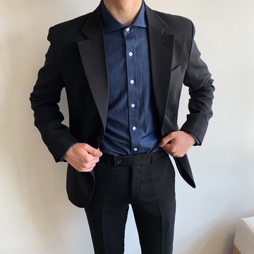 正韓雙扣挺版標準領修身西裝套裝 A款 共8色 YUPPIE 預購商品