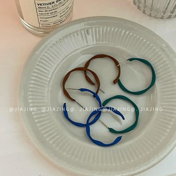 簡約波浪紋幾何耳環磨砂925銀針高級感C形耳飾個性氣質港風復古女