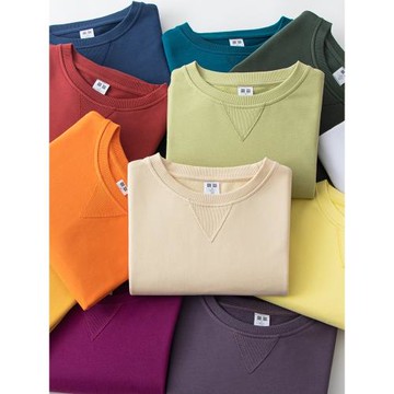 320g針織圓領衛衣男春秋款新款純色外套糖果多顏色男女毛圈長袖女